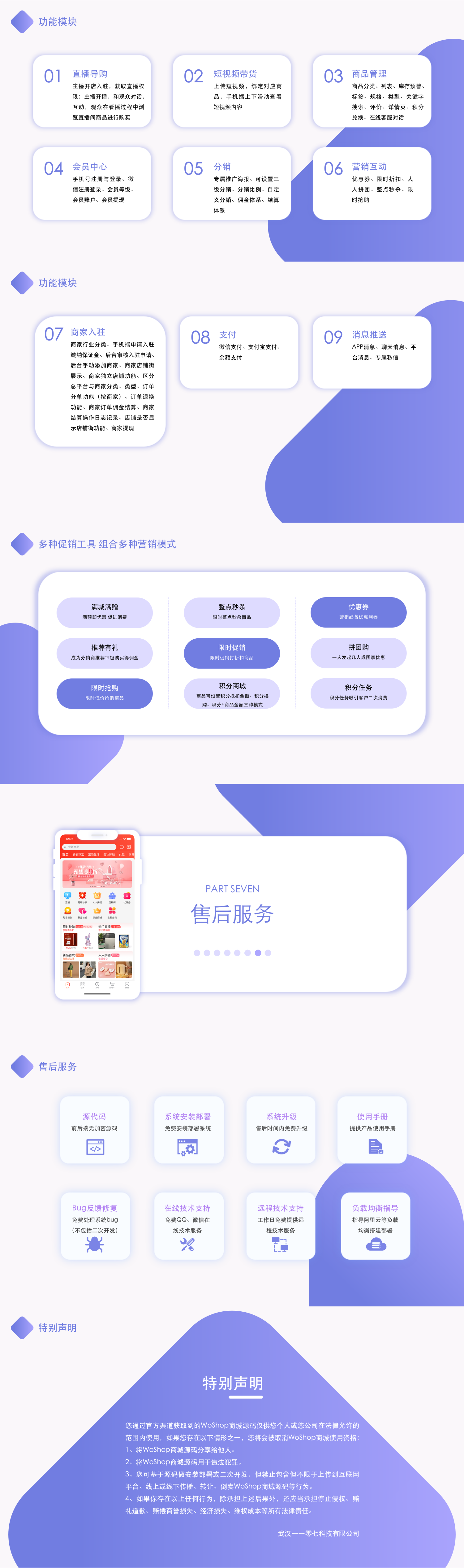 WoShop live + short-video band goods multi-merchant live mall system source code, front and back end full open source without encryption, rest assured commercial插图3