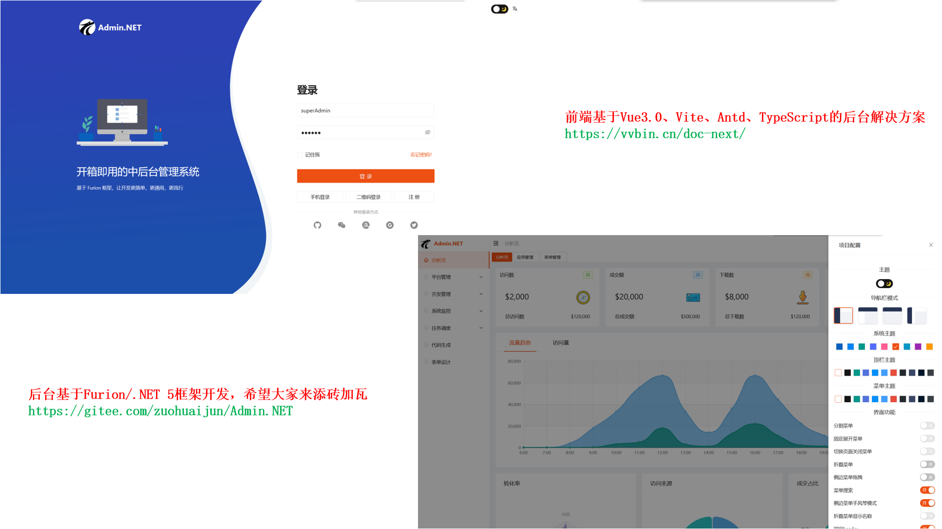 Admin.net front-end and back-end separation architecture, ready to use out of the box插图1
