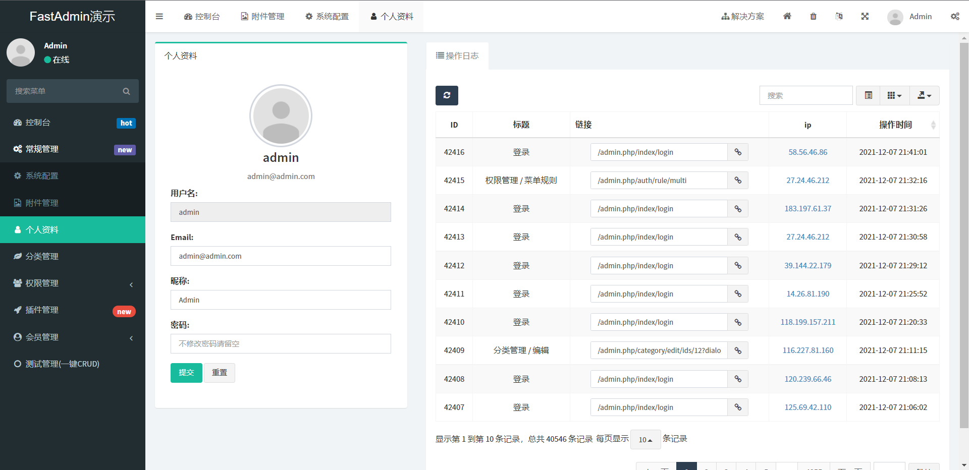 Fast background development framework based on ThinkPHP and Bootstrap插图2
