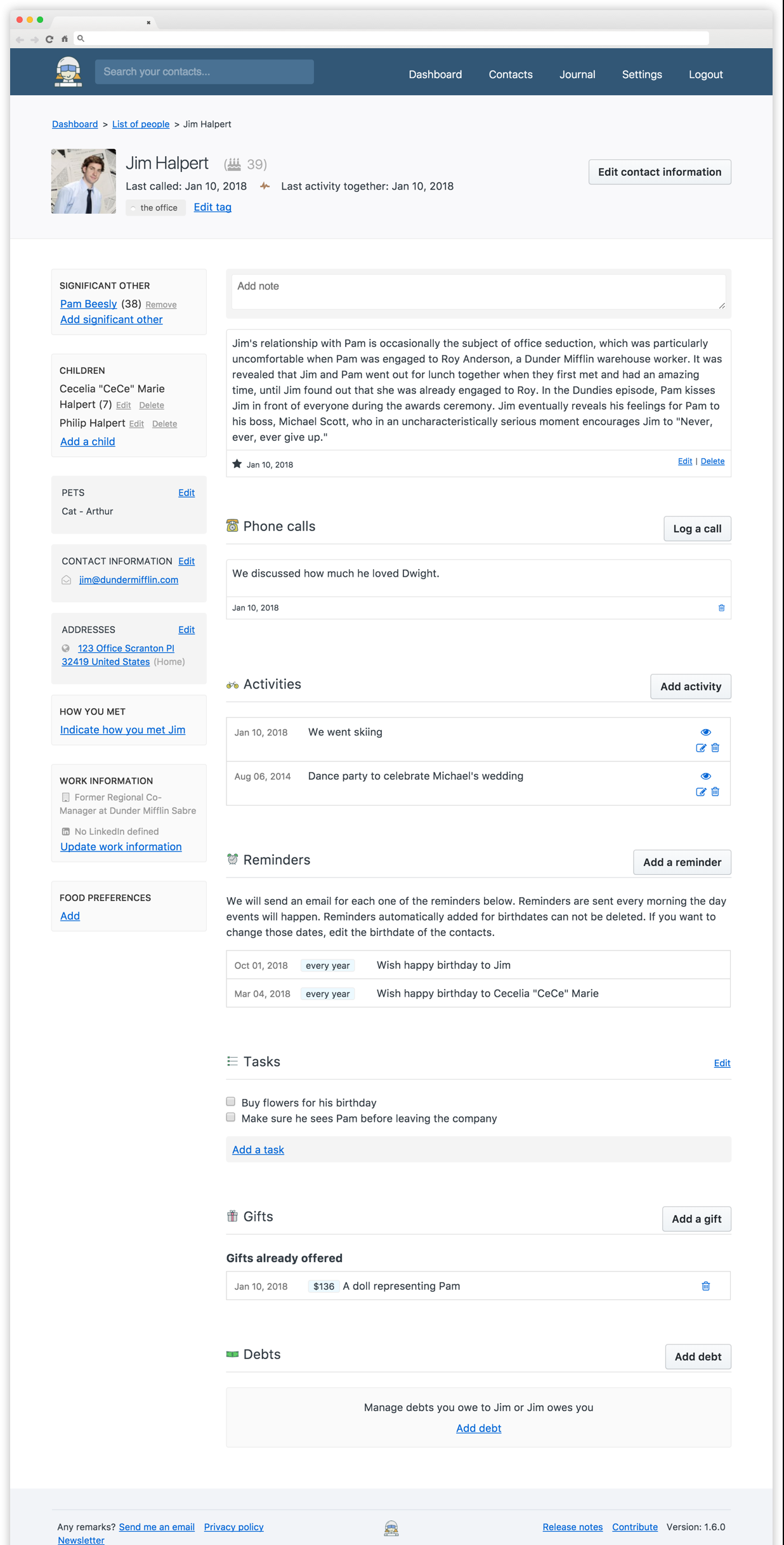Monica is an awesome open source personal relationship management system插图2